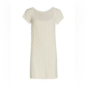 NWT loulou studio cableknit cream short sleeve dress